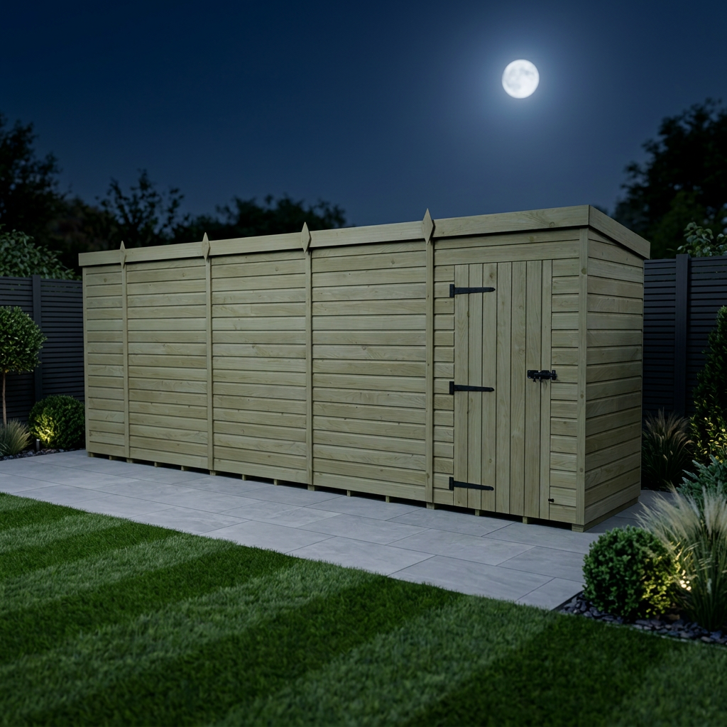 19 x 4 Pent Shed (Single Door, No Windows) - Pent Shed