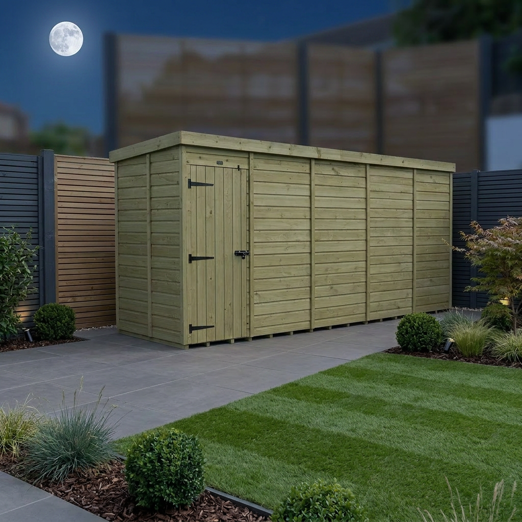 19 x 5 Pent Shed (Single Door, No Windows) - view 4