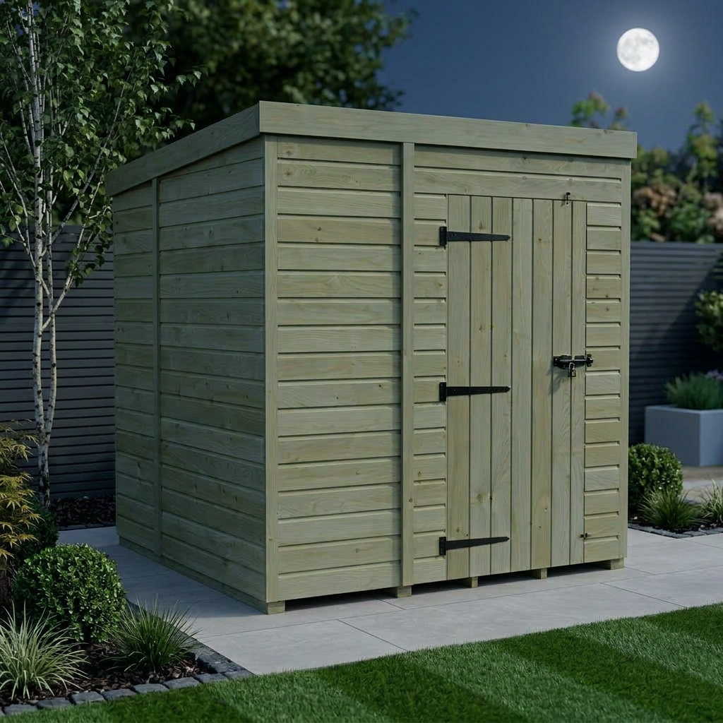 7 x 6 Pent Shed (Single Door, No Windows) - view 2