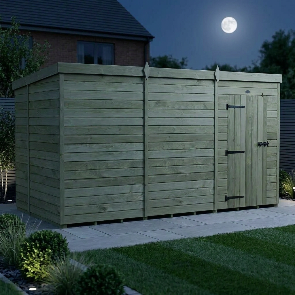 12 x 6 Pent Shed (Single Door, No Windows) - view 3