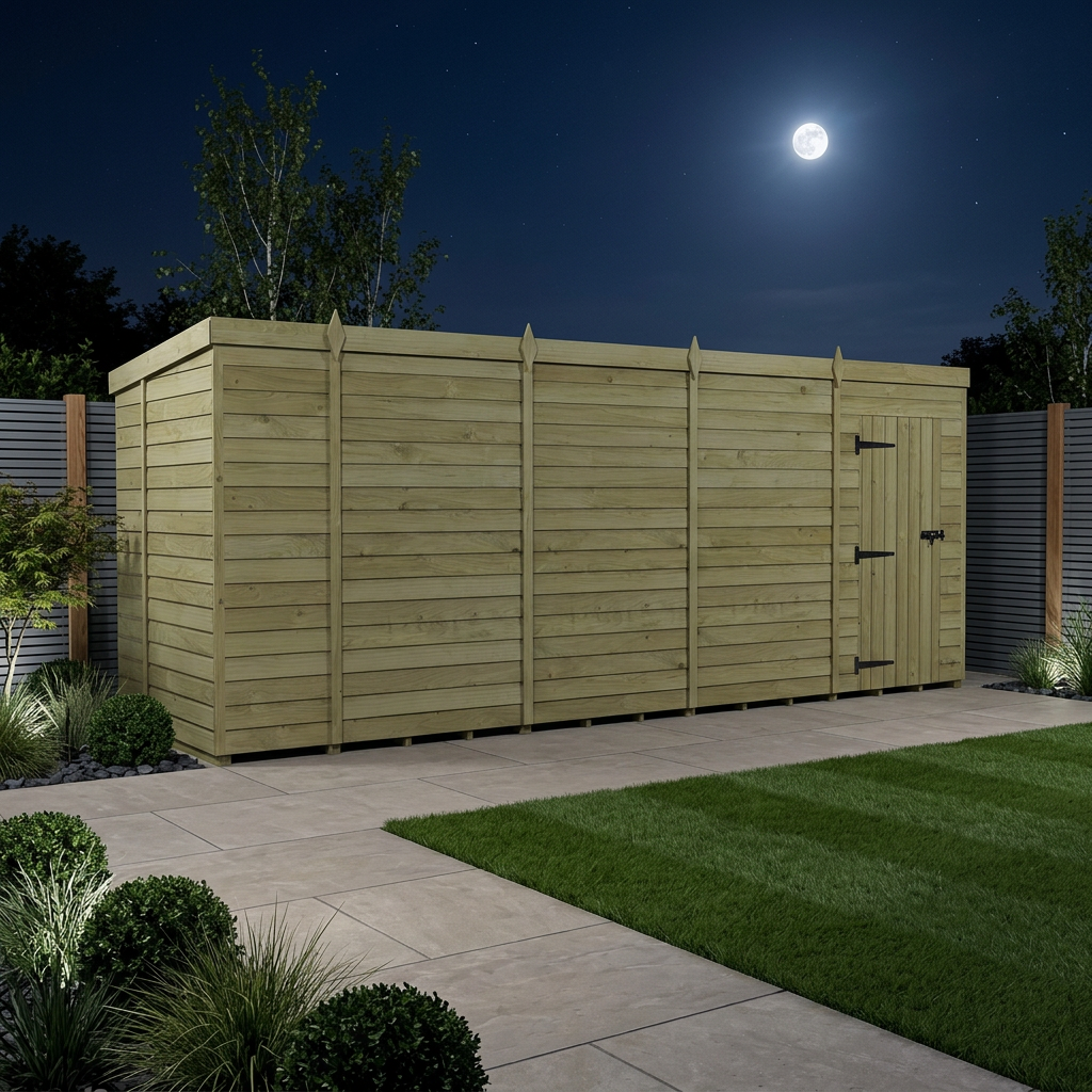 18 x 6 Pent Shed (Single Door, No Windows) - view 4
