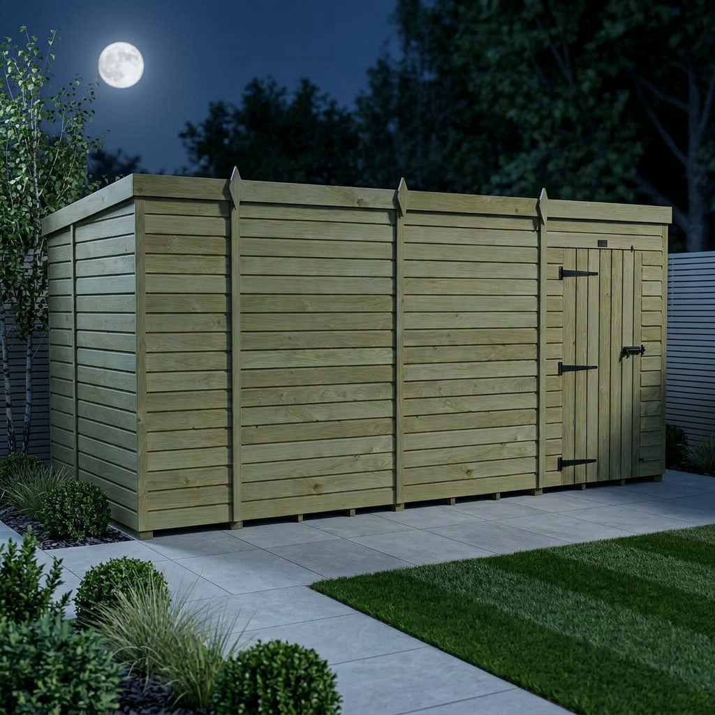 14 x 6 Pent Shed (Single Door, No Windows) - view 4