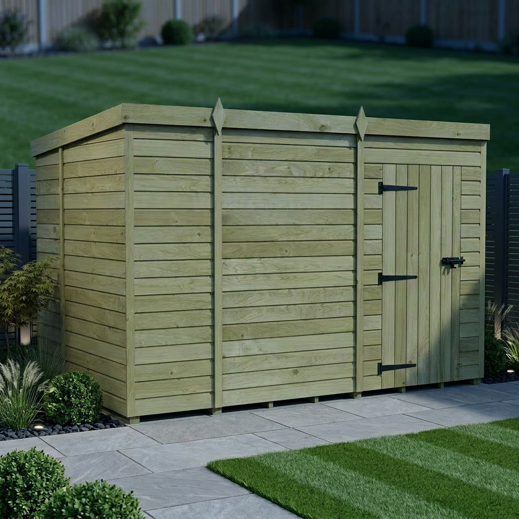 11 x 6 Pent Shed (Single Door, No Windows) - view 5