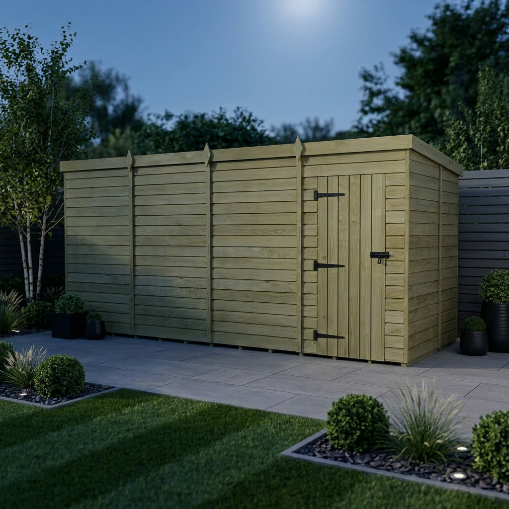 16 x 6 Pent Shed (Single Door, No Windows) - view 4