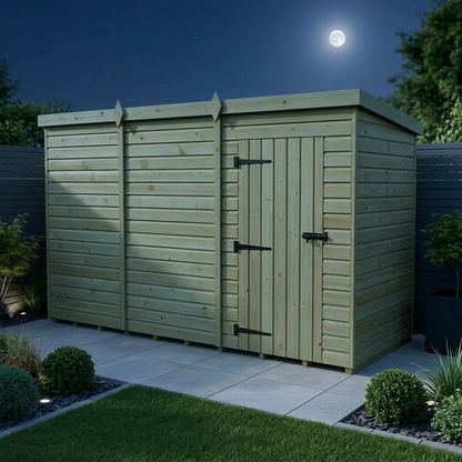 12 x 7 Pent Shed (Single Door, No Windows) - view 3