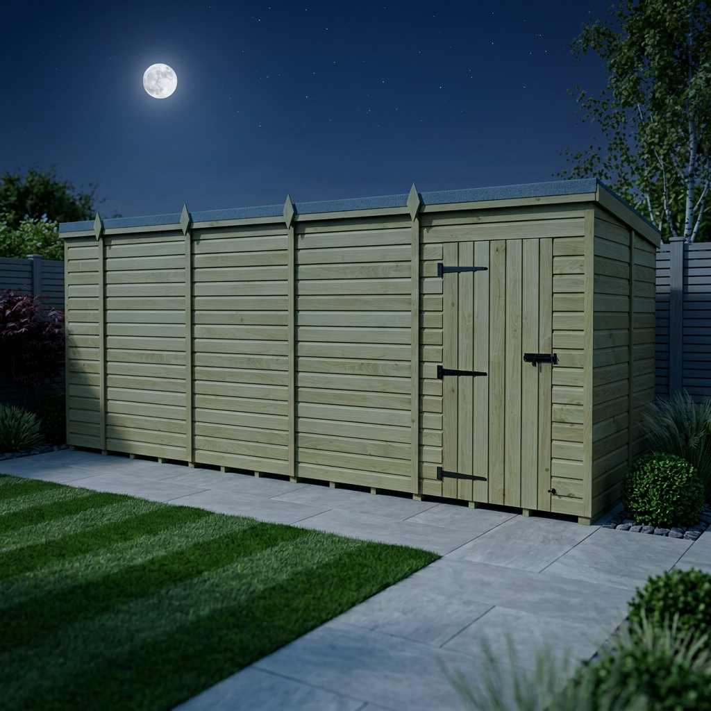 17 x 7 Pent Shed (Single Door, No Windows) - view 4