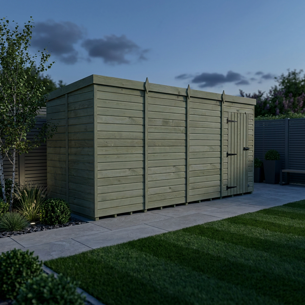 16 x 7 Pent Shed (Single Door, No Windows) - view 5
