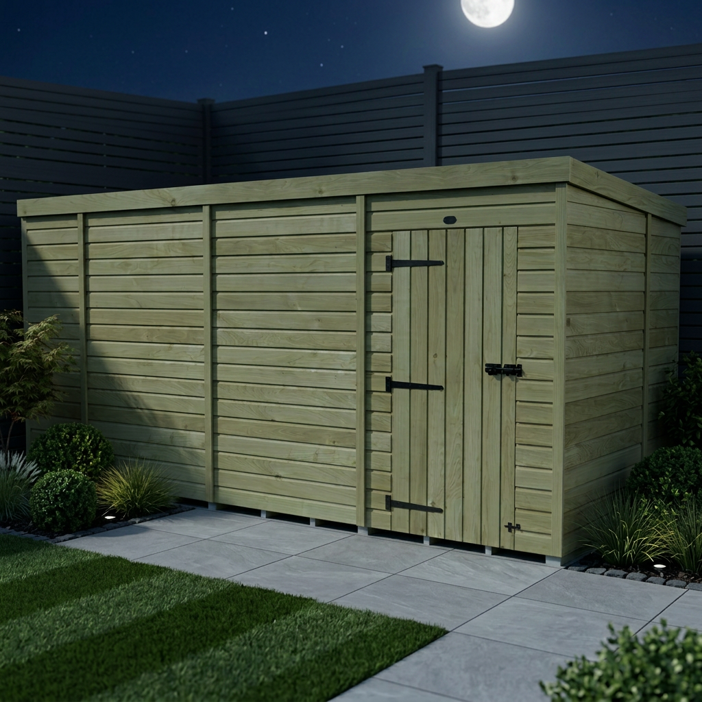 13 x 7 Pent Shed (Single Door, No Windows) - view 3