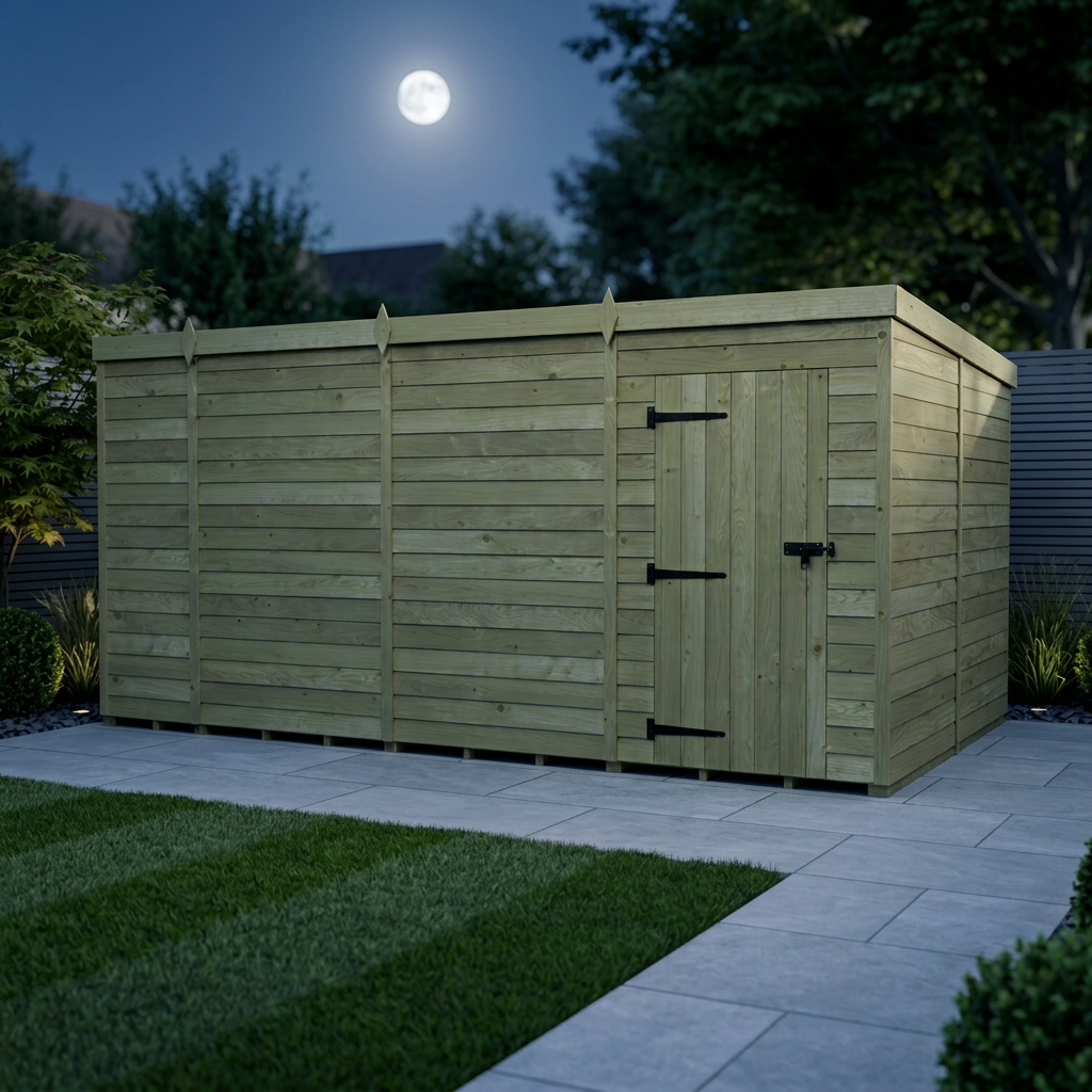 13 x 8 Pent Shed (Single Door, No Windows) - view 3