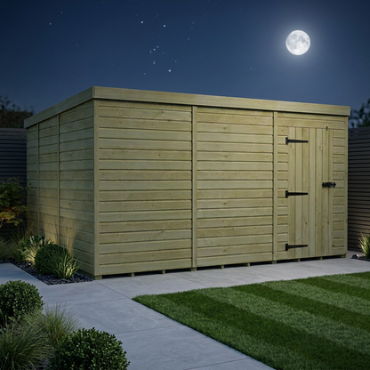 12 x 9 Pent Shed (Single Door, No Windows) - view 3