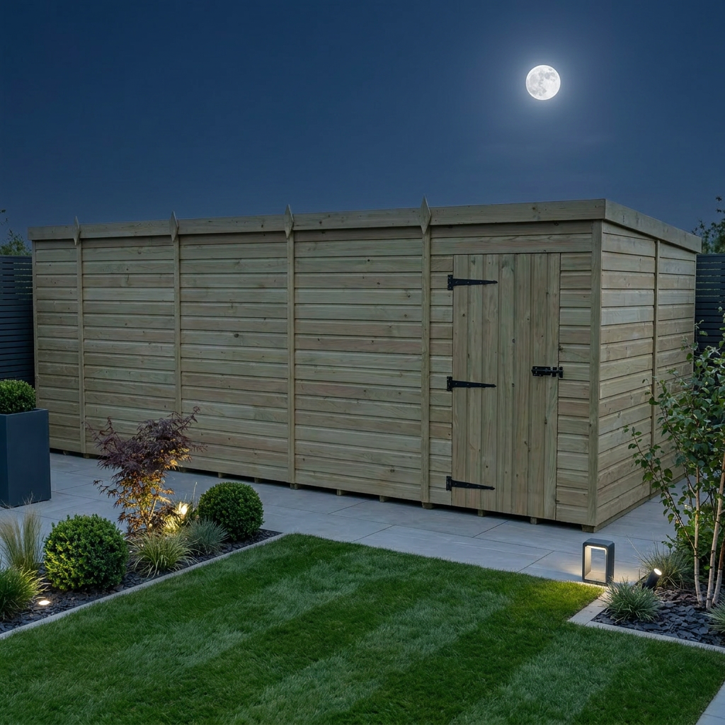 17 x 8 Pent Shed (Single Door, No Windows) - view 3