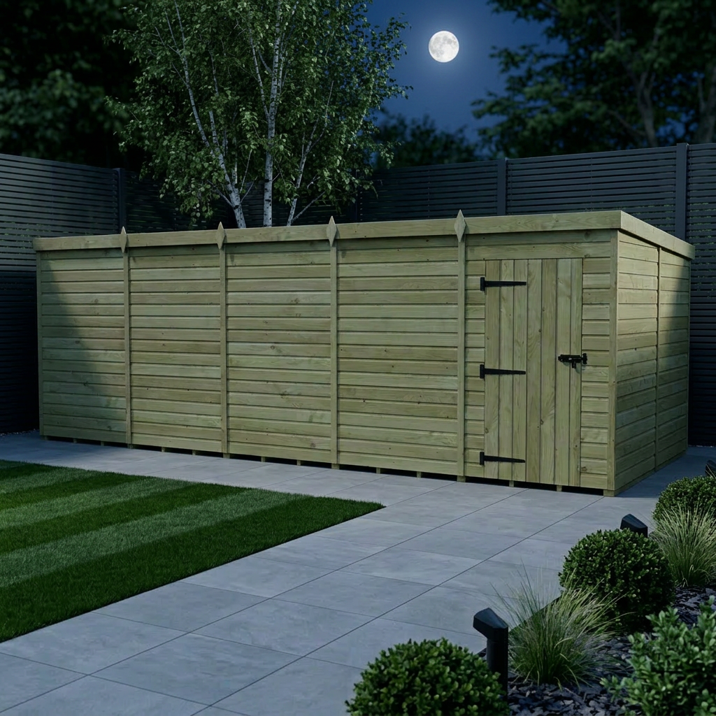 20 x 8 Pent Shed (Single Door, No Windows) - view 2