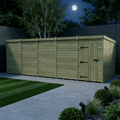 20 x 8 Pent Shed (Single Door, No Windows) - view 2