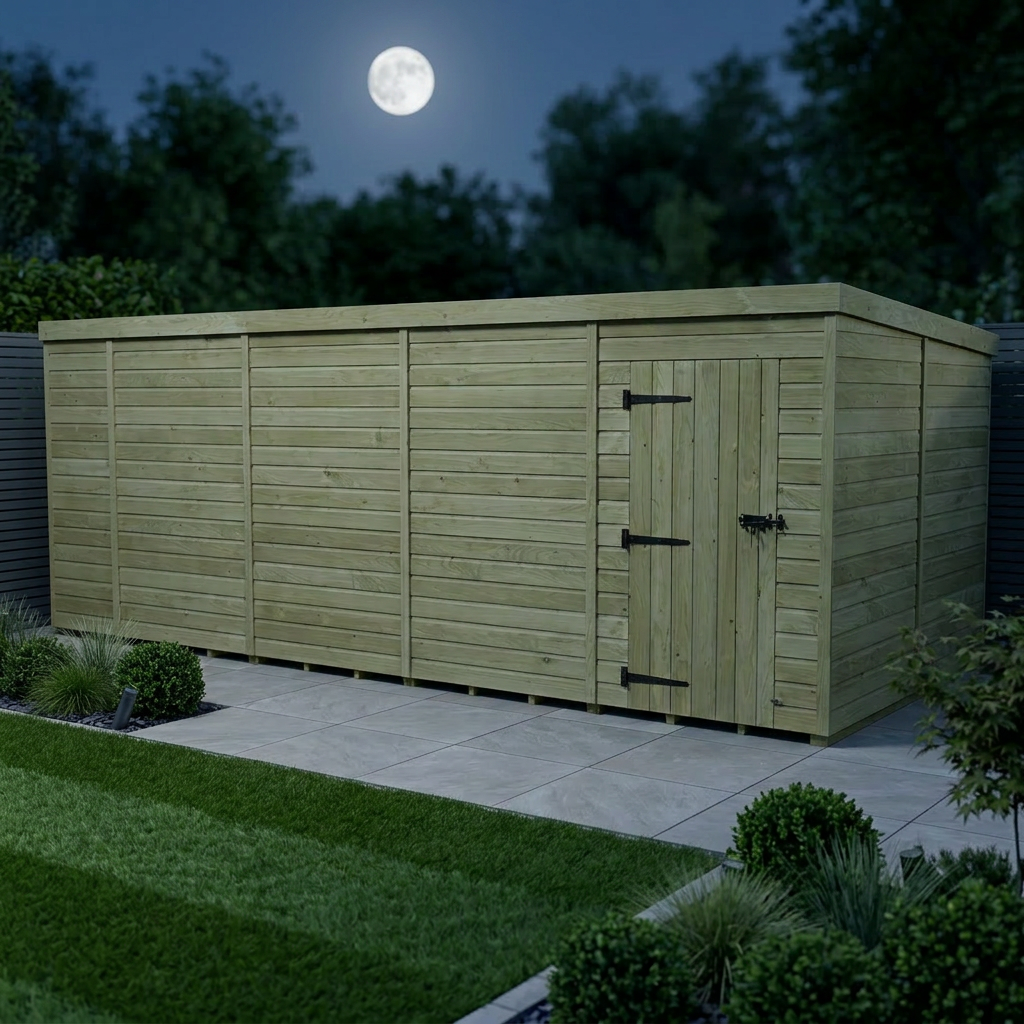 19 x 8 Pent Shed (Single Door, No Windows) - view 2