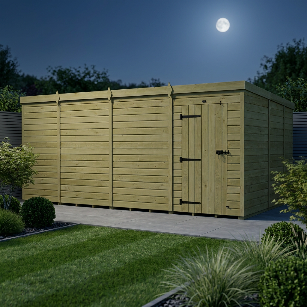 15 x 9 Pent Shed (Single Door, No Windows) - view 3