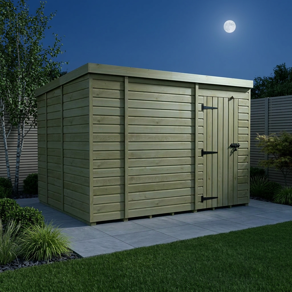 13 x 9 Pent Shed (Single Door, No Windows) - view 3