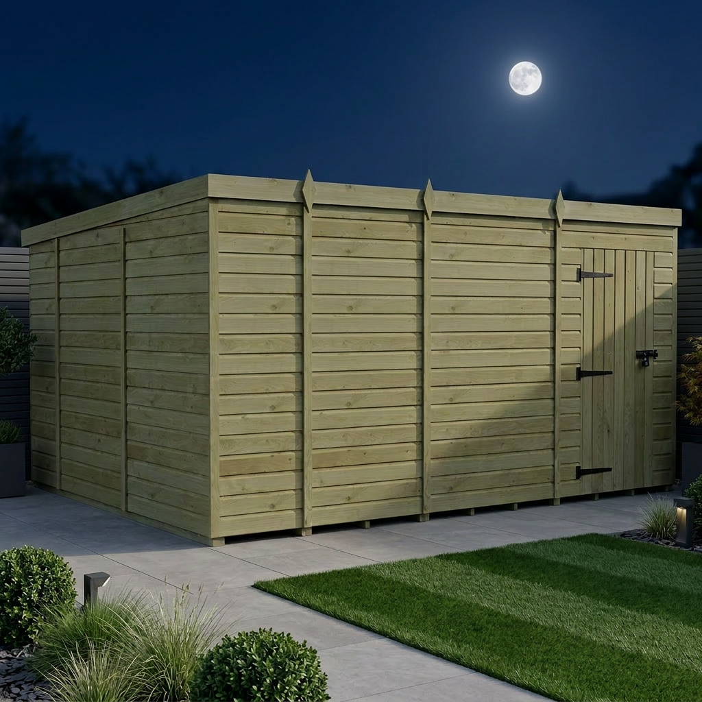 13 x 10 Pent Shed (Single Door, No Windows) - view 2