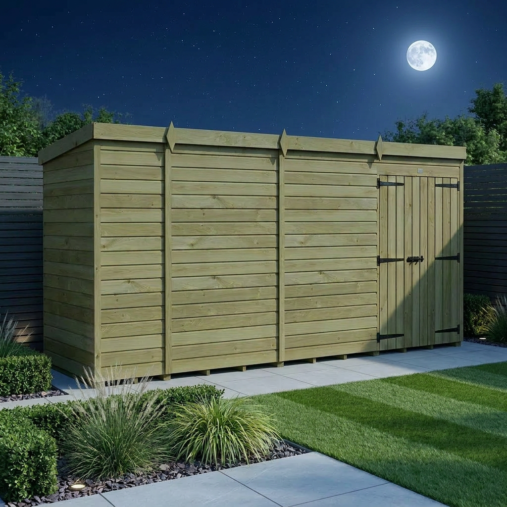 13 x 4 Pent Shed (Double Door, No Windows) - Pent Shed