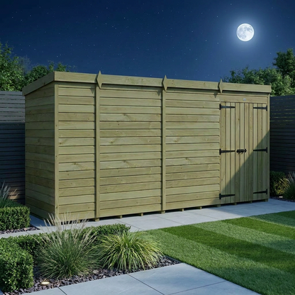 13 x 4 Pent Shed (Double Door, No Windows) - Pent Shed