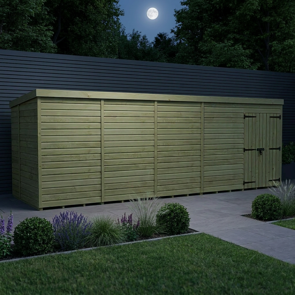 20 x 6 Pent Shed (Double Door, No Windows) - Pent Shed