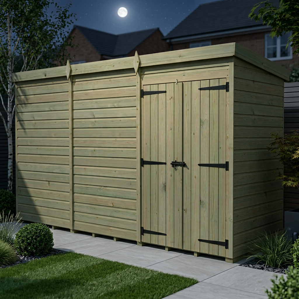 12 x 4 Pent Shed (Double Door, No Windows) - view 2