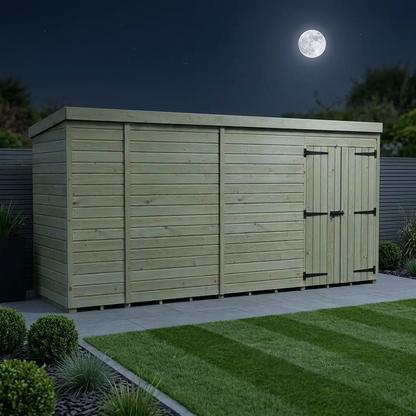 15 x 4 Pent Shed (Double Door, No Windows) - view 2