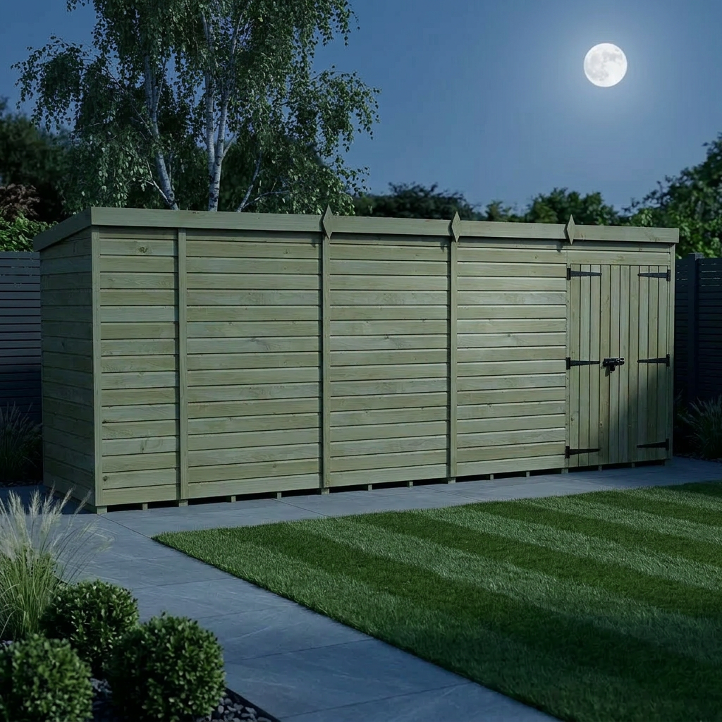 17 x 4 Pent Shed (Double Door, No Windows) - view 2