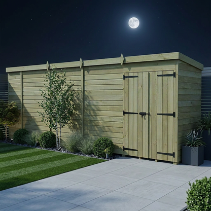 19 x 4 Pent Shed (Double Door, No Windows) - view 2