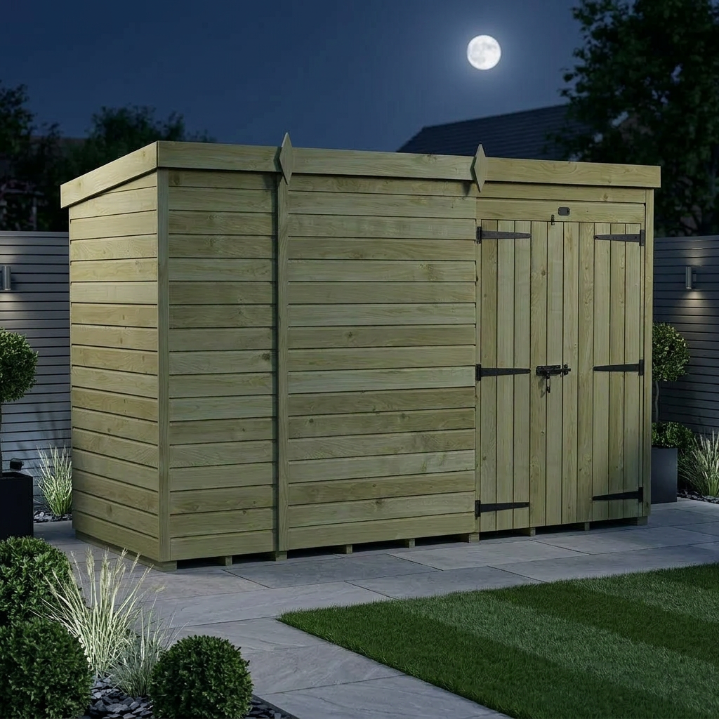 11 x 4 Pent Shed (Double Door, No Windows) - view 2