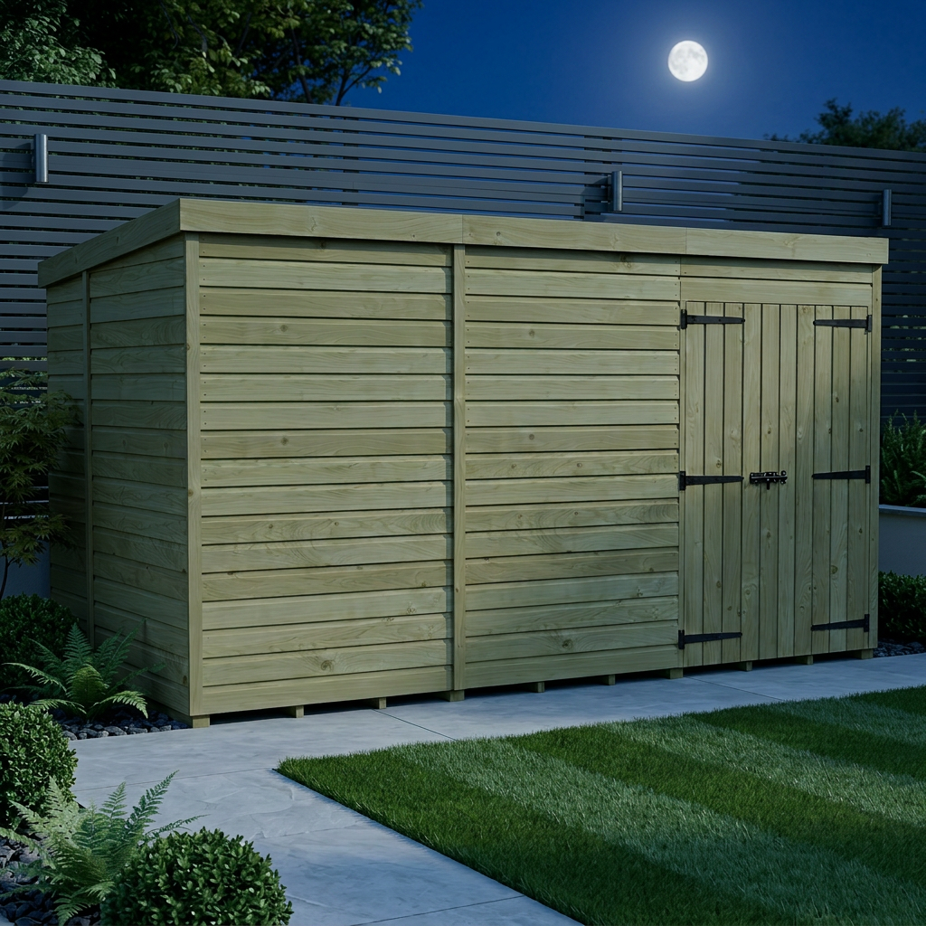 12 x 5 Pent Shed (Double Door, No Windows) - view 2