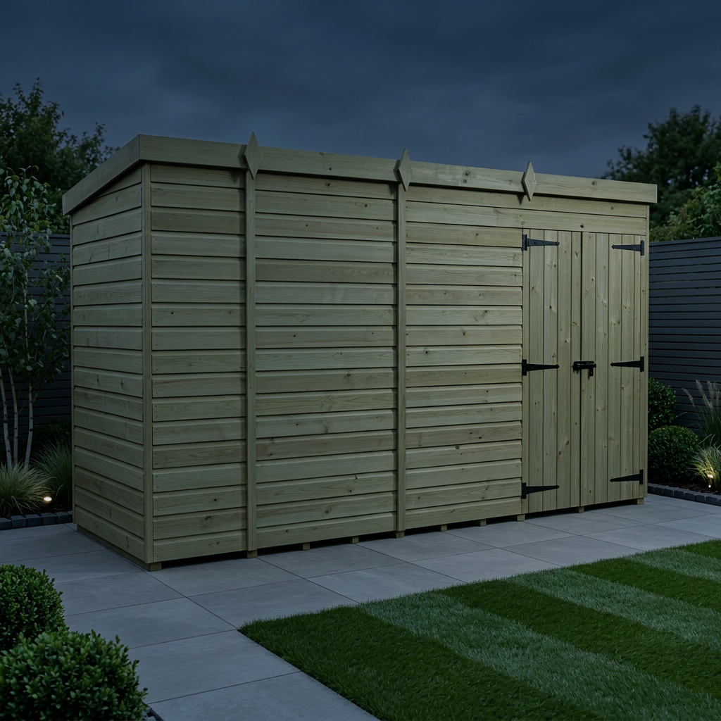 14 x 5 Pent Shed (Double Door, No Windows) - view 2