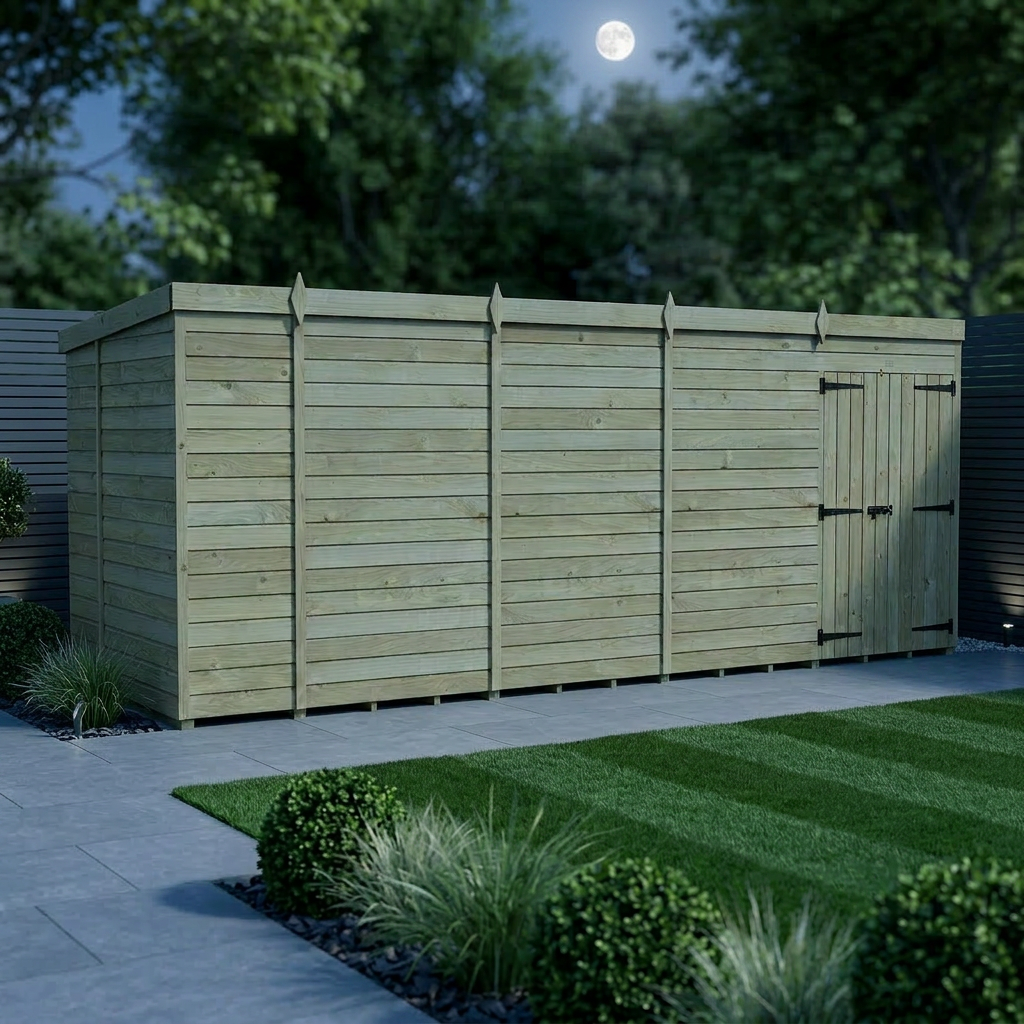 18 x 5 Pent Shed (Double Door, No Windows) - view 2