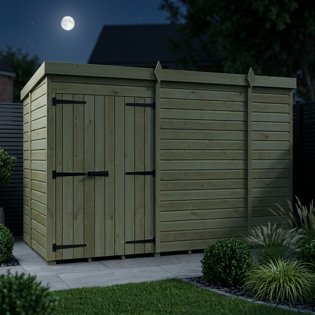 10 x 5 Pent Shed (Double Door, No Windows) - view 2