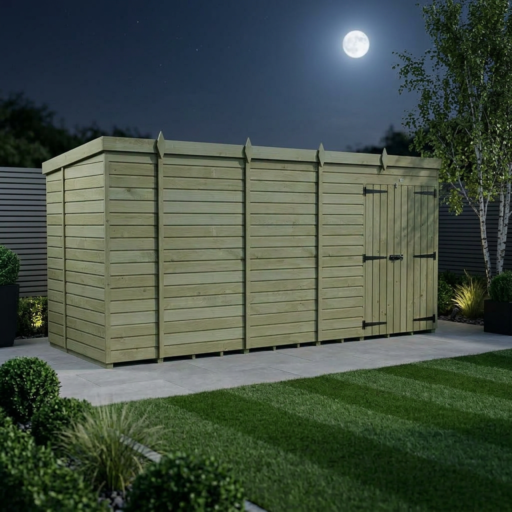 19 x 5 Pent Shed (Double Door, No Windows) - view 2