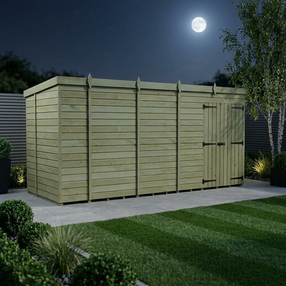 19 x 5 Pent Shed (Double Door, No Windows) - view 2