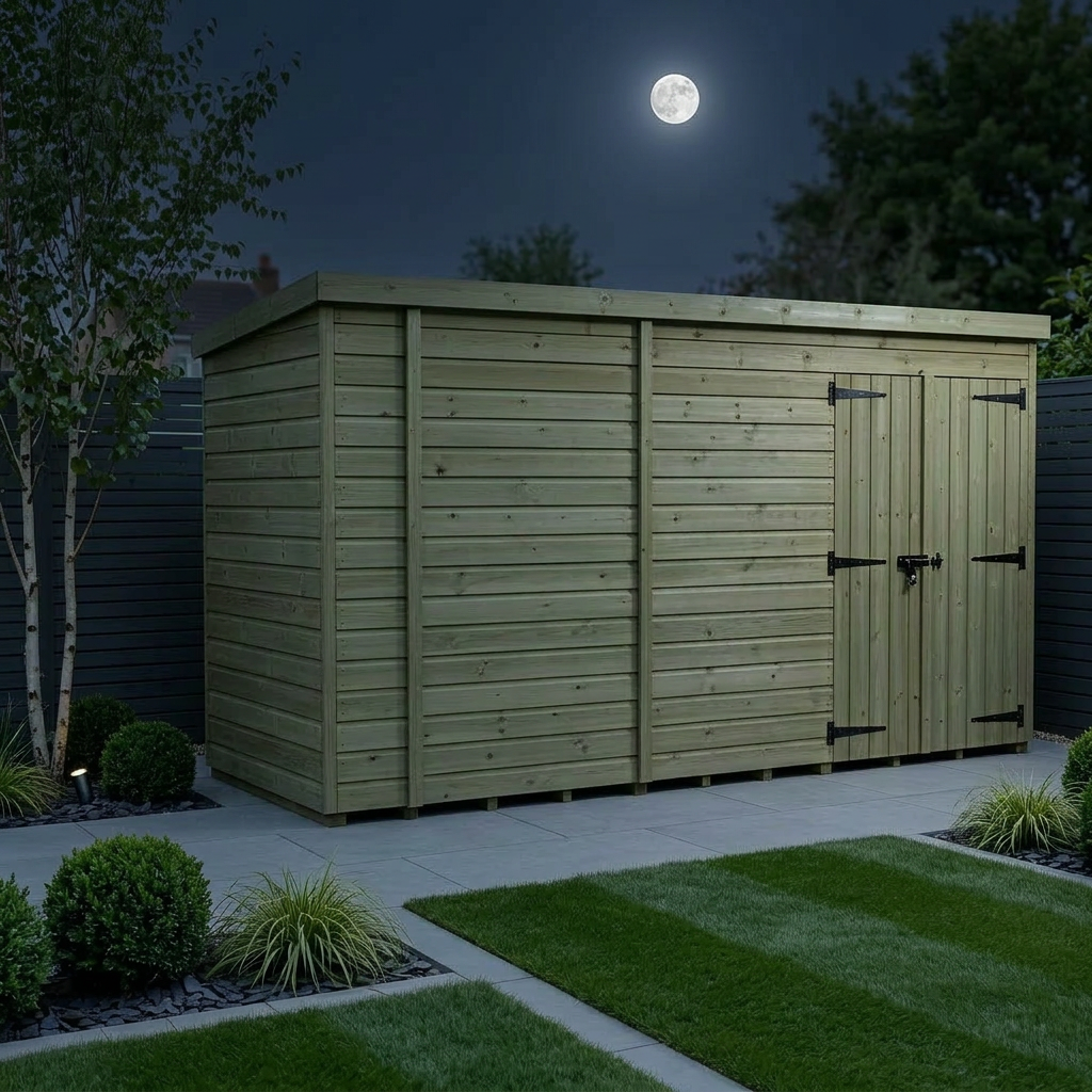 14 x 4 Pent Shed (Double Door, No Windows) - view 2
