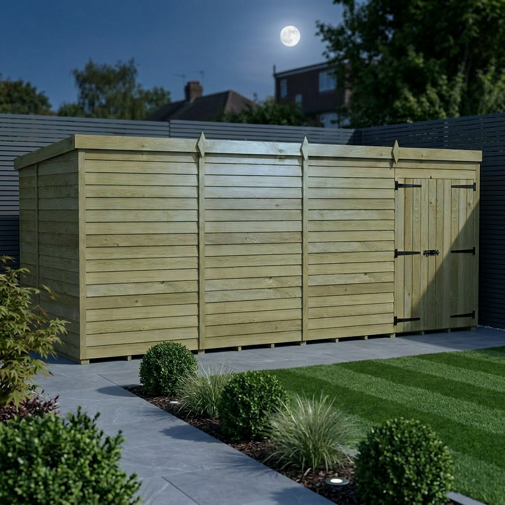 16 x 5 Pent Shed (Double Door, No Windows) - view 2