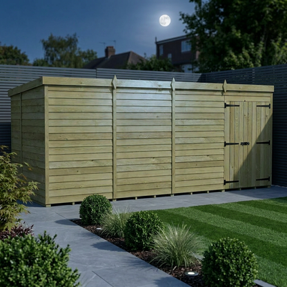 16 x 5 Pent Shed (Double Door, No Windows) - view 2