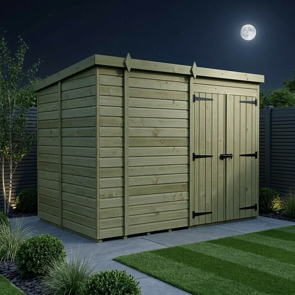 9 x 6 Pent Shed (Double Door, No Windows) - view 2