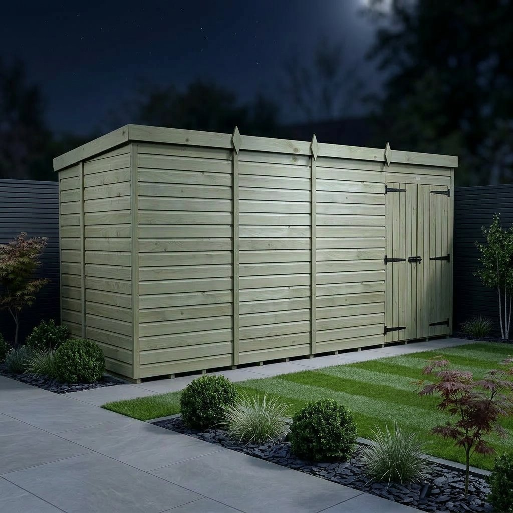 15 x 6 Pent Shed (Double Door, No Windows) - view 2