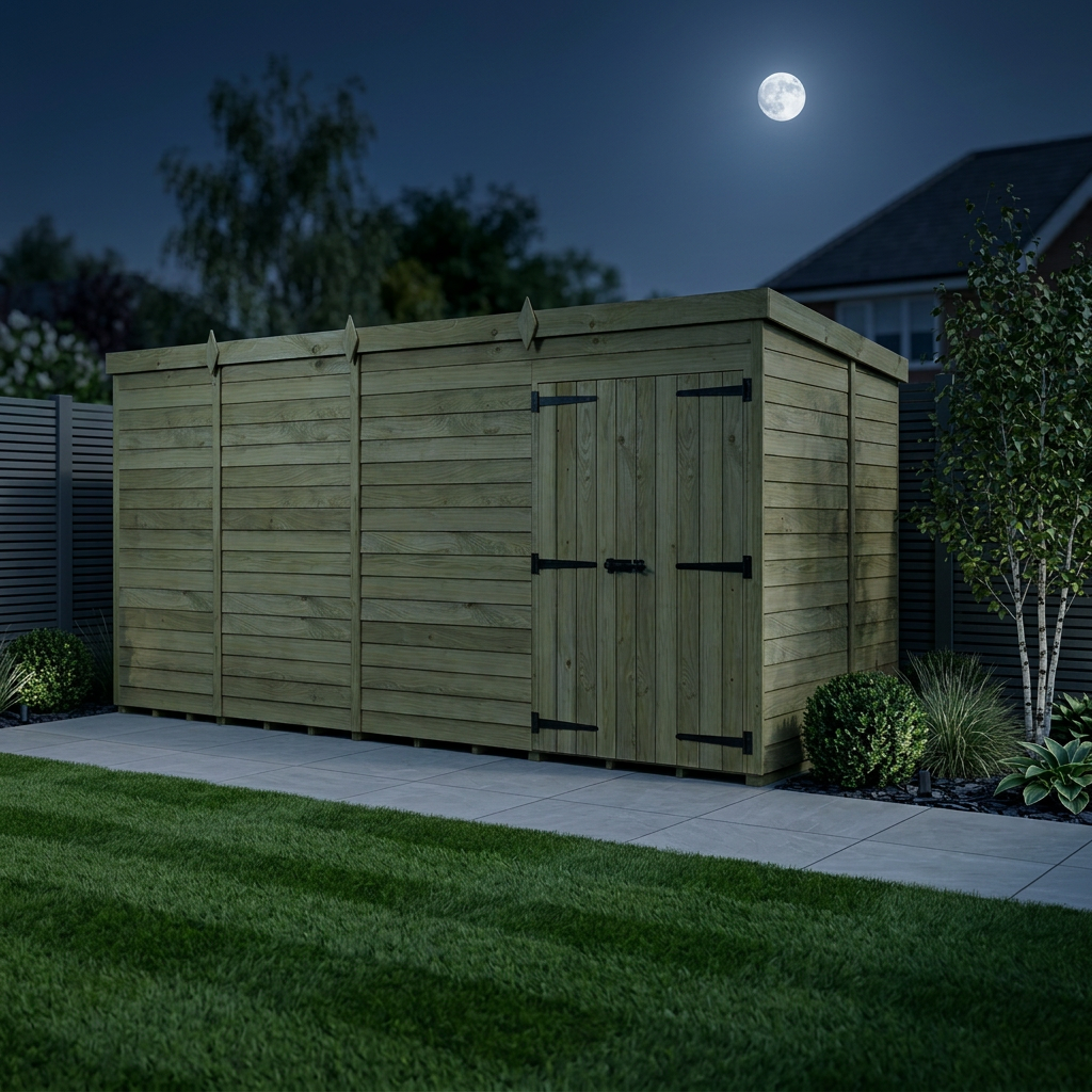 16 x 6 Pent Shed (Double Door, No Windows) - Pent Shed