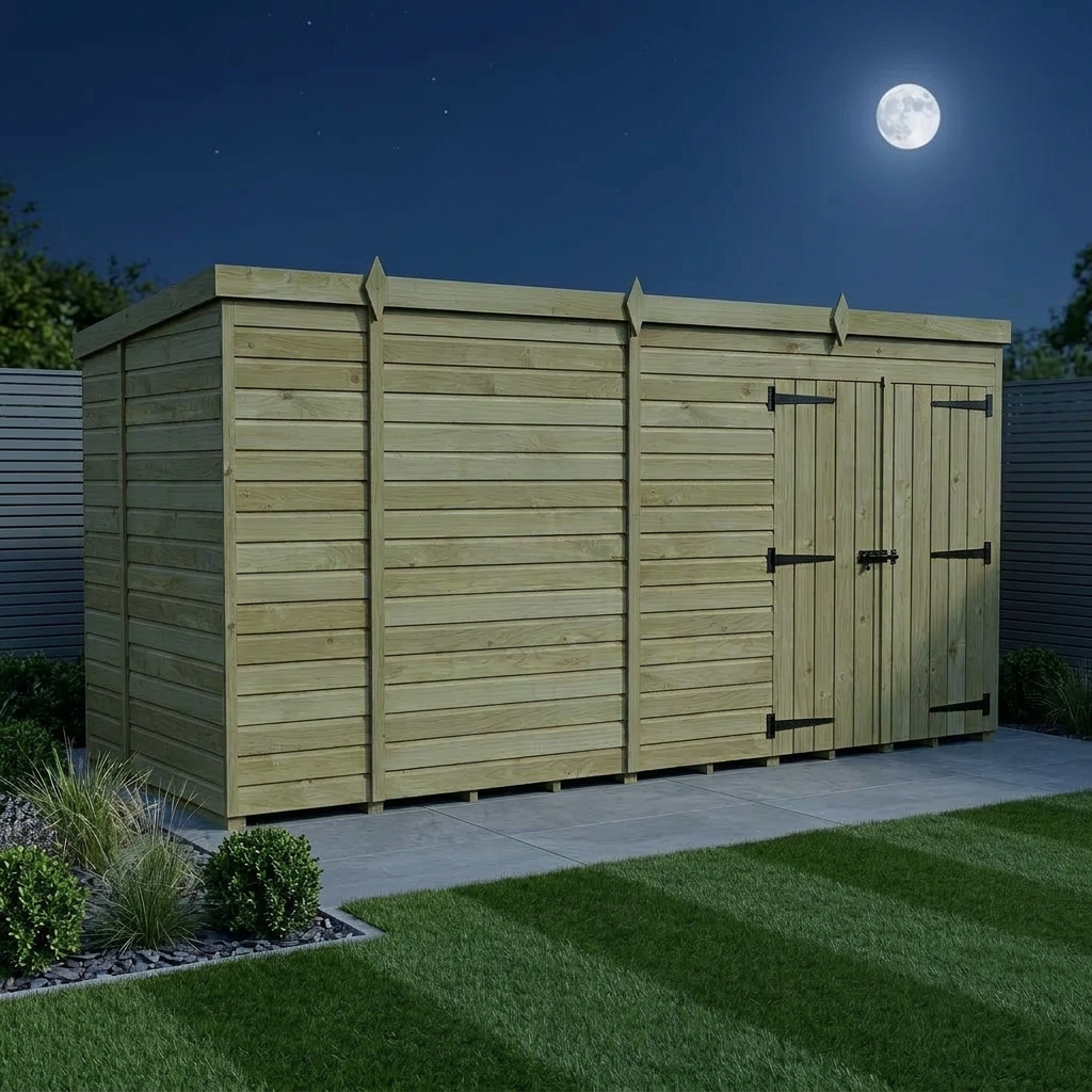 17 x 6 Pent Shed (Double Door, No Windows) - view 2