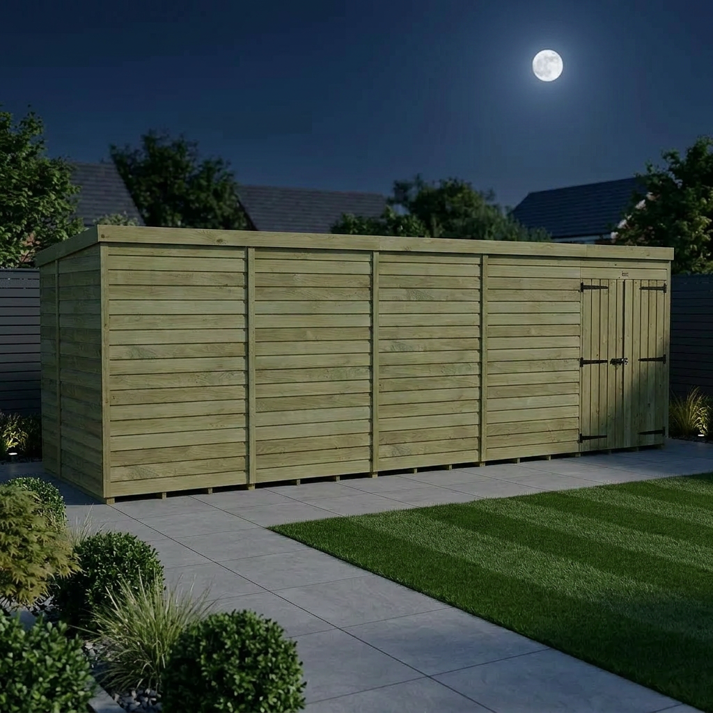 19 x 6 Pent Shed (Double Door, No Windows) - Pent Shed