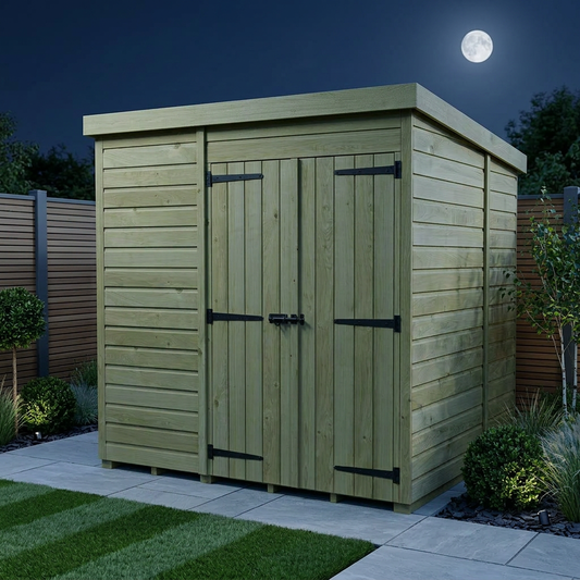 7 x 7 Pent Shed (Double Door, No Windows) - Pent Shed