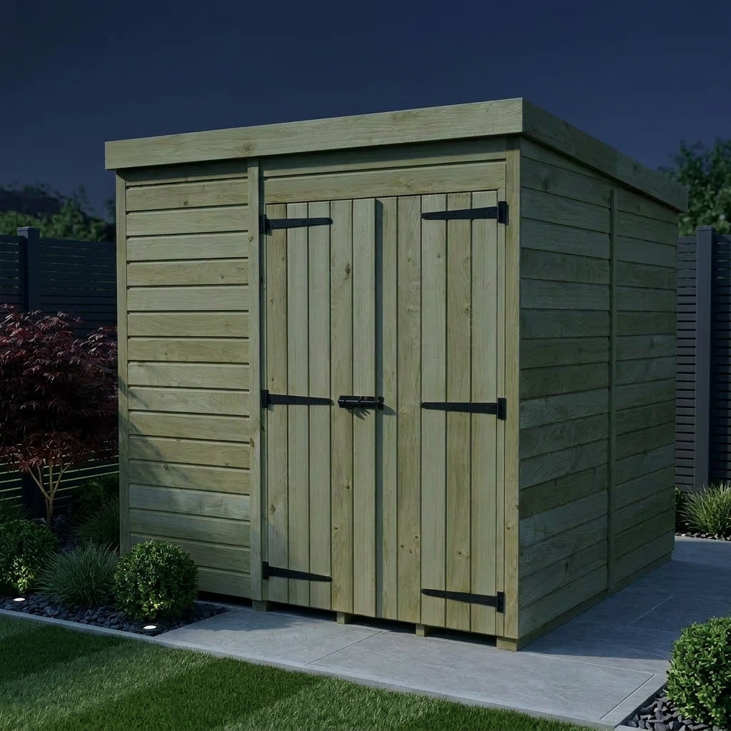 8 x 7 Pent Shed (Double Door, No Windows) - view 2