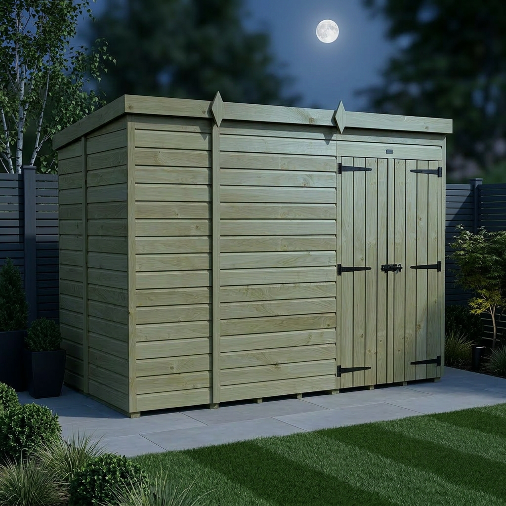 10 x 6 Pent Shed (Double Door, No Windows) - view 3