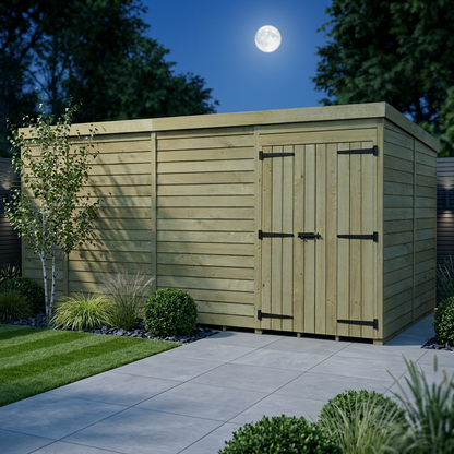 13 x 8 Pent Shed (Double Door, No Windows) - view 2