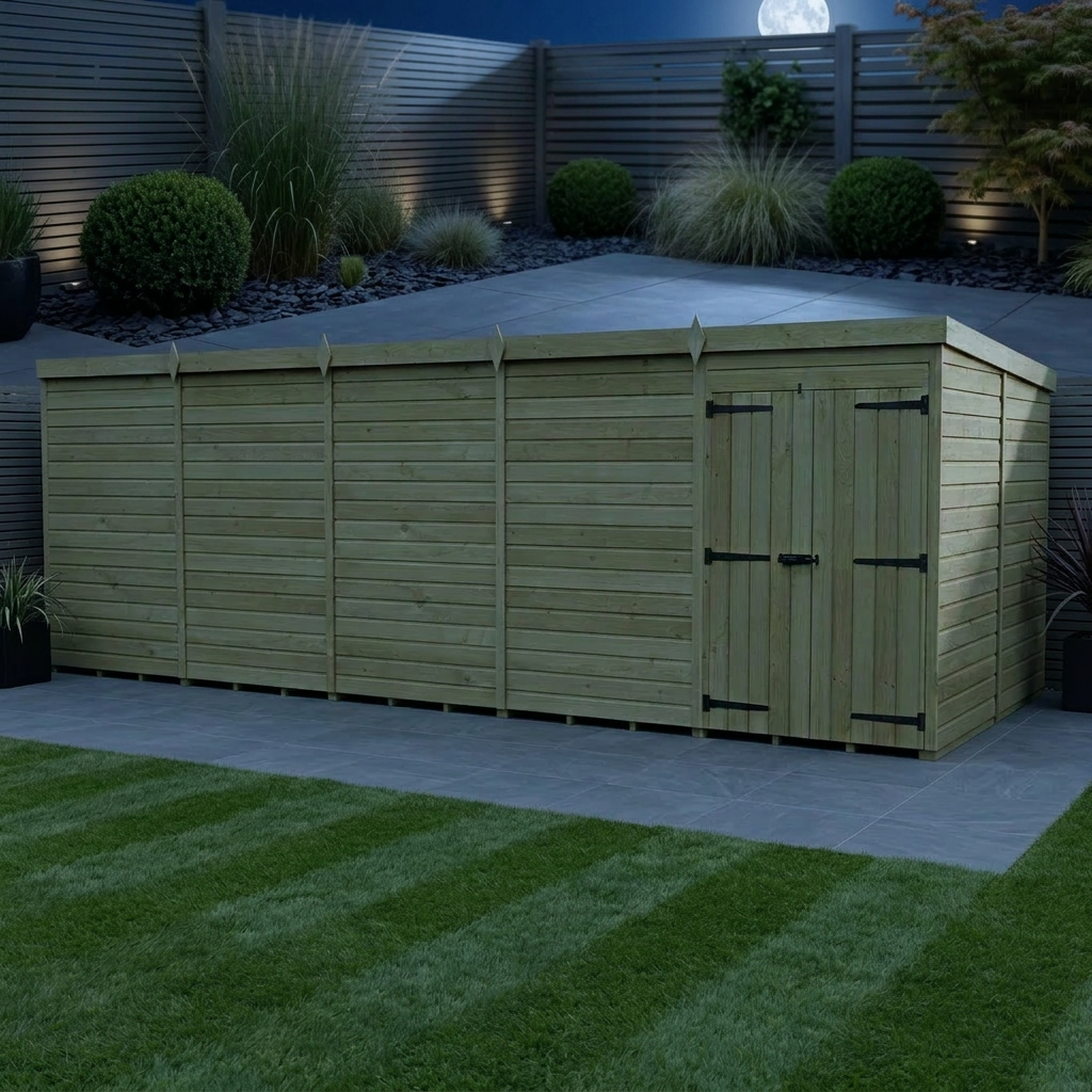 20 x 8 Pent Shed (Double Door, No Windows) - view 2
