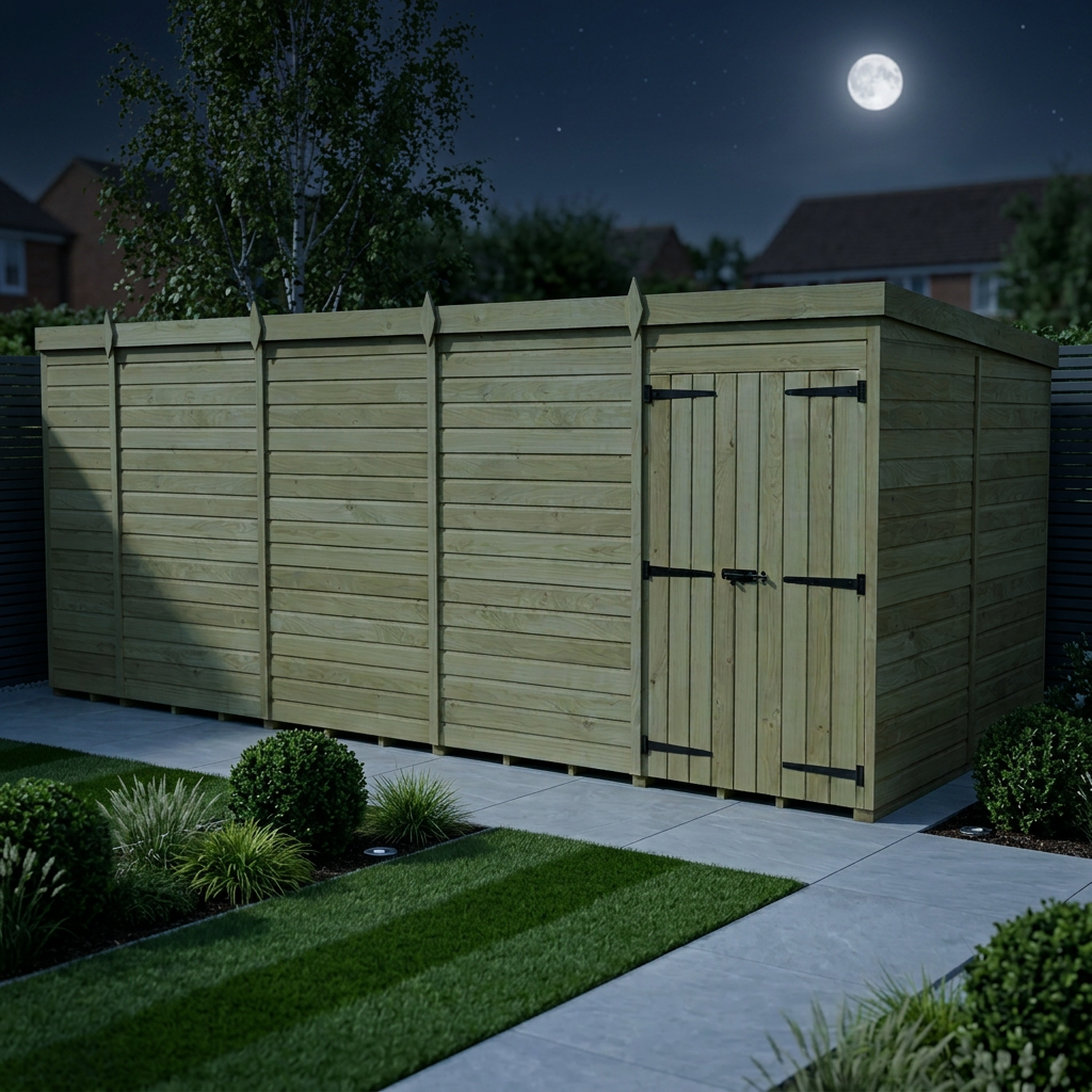 18 x 8 Pent Shed (Double Door, No Windows) - view 2