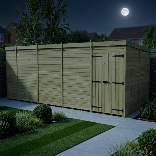 18 x 8 Pent Shed (Double Door, No Windows) - view 2